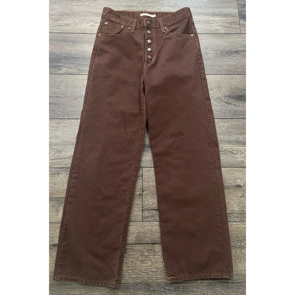 Levi's Ribcage Straight Ankle Jeans Snap Front Brown Size 28